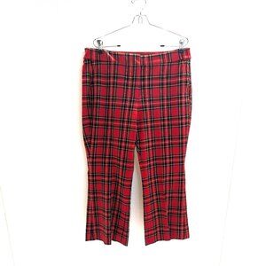 J Crew Womens Kelsey Pants Size 14 Red Tartan Plaid Red Flare Holiday